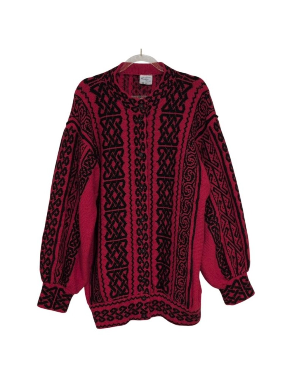 Margaret Thomson Wool Cardigan Womens Size Large Red Scotland Grandma Academia